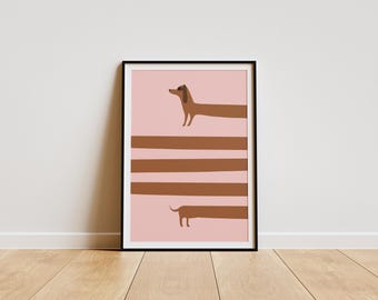 Minimalist Dachshund Print, Modern Sausage Dog Art (Digital Download)