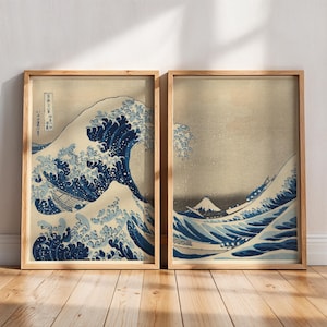 Japanese Wave Wall Art Print – Vintage Ocean Poster, Traditional Sea Artwork, Minimalist Coastal Decor