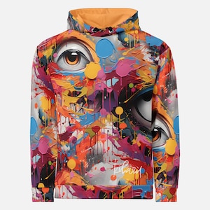 Abstract Graffiti Eyes Hoodie - Bold and Colorful Surrealist - Street Art Design for the Trendsetting Wardrobe