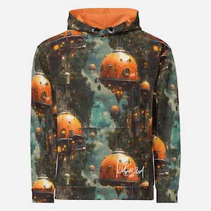 Futuristic Treehouse Hoodie Sci Fi Forest Gift for Him or Her Cozy Spacewear Unisex Hoodie Outerworld Style
