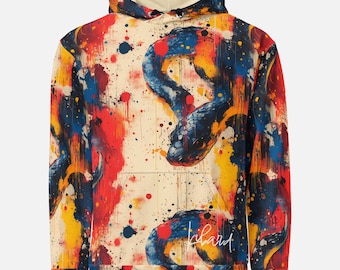 Abstract Snake Print Hoodie: Grunge Street Art Serpent Sweatshirt