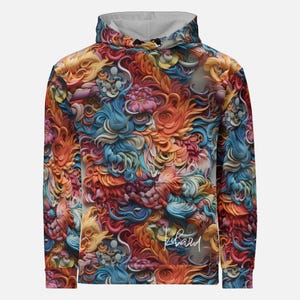 Dreamy Floral Swirls Hoodie - Vibrant 3D Garden - Inspired Design for Bold Streetwear Looks