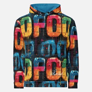 Graffiti Art Hoodie - Colorful Urban Drip Lettering, Hip-Hop Aesthetic Sweatshirt - Bold Statement Hoodie for Edgy Casual Days