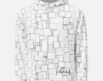 Minimalist Geometric Hoodie: Abstract Line Art, Recycled Polyester