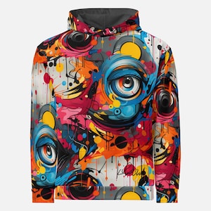 Graffiti Eye Hoodie - Bold Abstract Street Art Design with Vibrant Colors - Urban Edge Style for the Creative Spirit