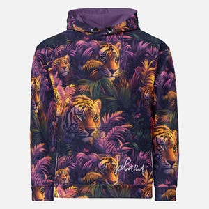 Jungle Tiger Hoodie - Exotic Big Cat Art - Tropical Wildlife Aesthetic - Bold Animal Streetwear Sweatshirt for Unique Street Style