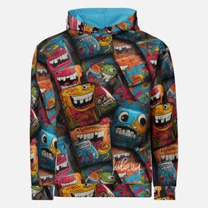 Quirky Cartoon Hoodie - Colorful Snack-Inspired Streetwear - Playful Characters for the Creative Spirit