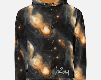 Golden Nebula Galaxy Hoodie: Unisex Space Lover Sweatshirt