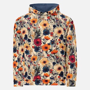 Floral Print Hoodie: Colorful Wildflower Cottagecore Sweatshirt