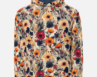 Floral Print Hoodie: Colorful Wildflower Cottagecore Sweatshirt