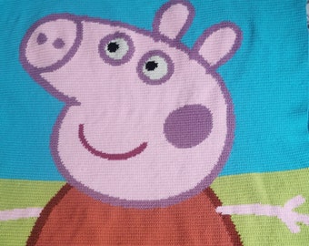 Modèle au crochet - Couverture Peppa Pig 120x160 cm