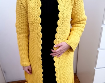 Crochet pattern - Lemon Coat - even moss stitch cardigan