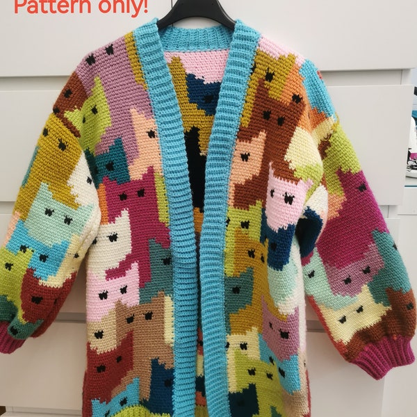 Patron au crochet - Gilet au crochet avec motif chat