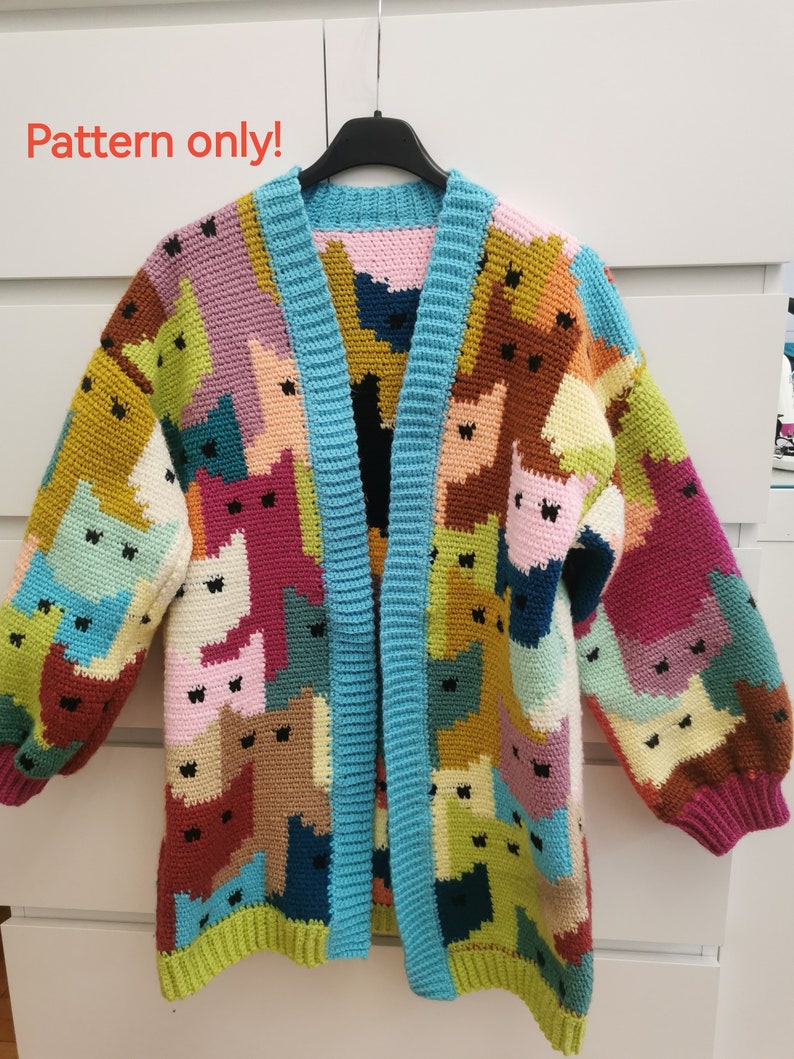 Crochet pattern Cat-digan crochet cardigan image 1