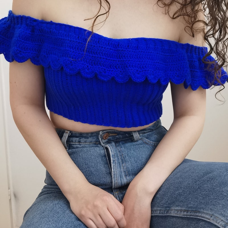 Blue Ruffled Top Blue Ruffle Top - Etsy