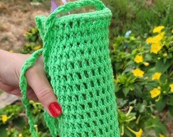 Crochet water bottle bag, bottle cover, bottle carrier, crossbody bag, thermos bag, water bottle totes