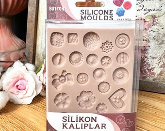Polymer Clay Moulds - Silicone Molds - Art Supplies - Modelling Tool - Polymer Clay Shapes - Bohemian, Button, Bow, Heart, Number Molds