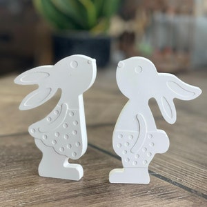 Ready to Paint Easter Bunnies Ornament Bisque - Unfinished Ceramic Peeps for DIY Crafts - Paintable Rabbit Couple for Easter Gifts