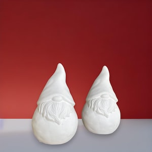 Ready to Paint  Gnome Figurine - Unpainted Large and Small Gnomes - Paint Your Own Ceramic Bisque - Base Holiday Ornament - Diy Winter Gnome
