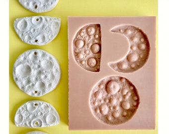Moon Cycles Silicone Molds - Polymer Clay Moulds for DIY Project - Realistic Moon Surface Mold