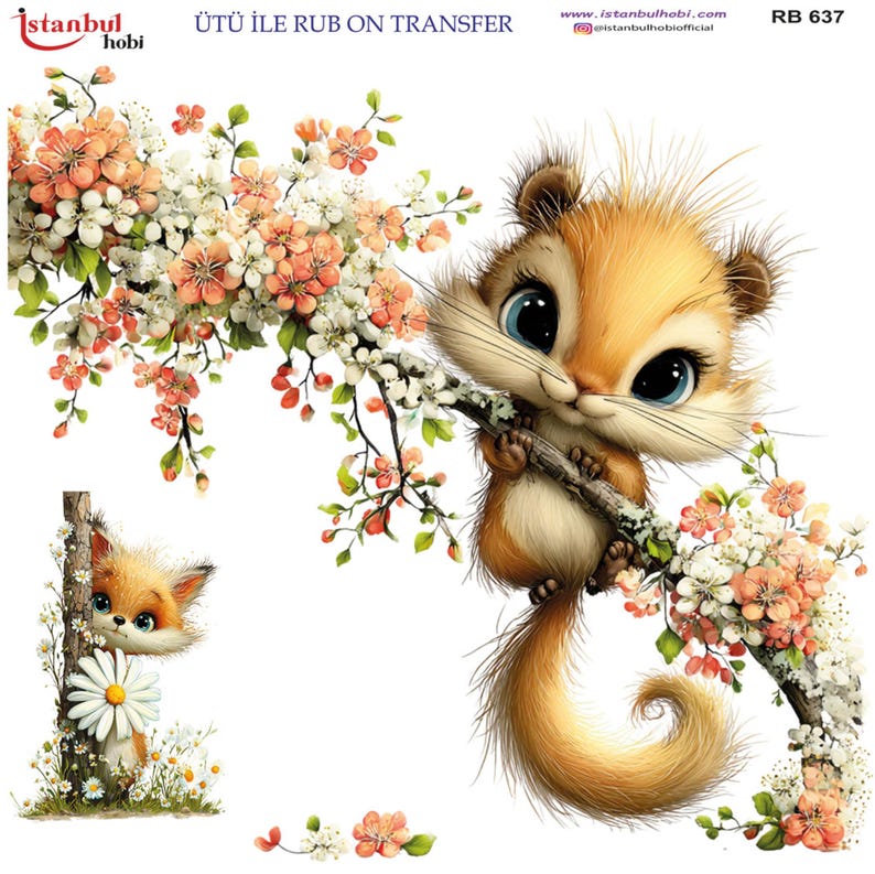 Transfer Stickers Spring Cute Peeking Squirrel Iron-on Furniture Transfer | Forest Animal DTF ...