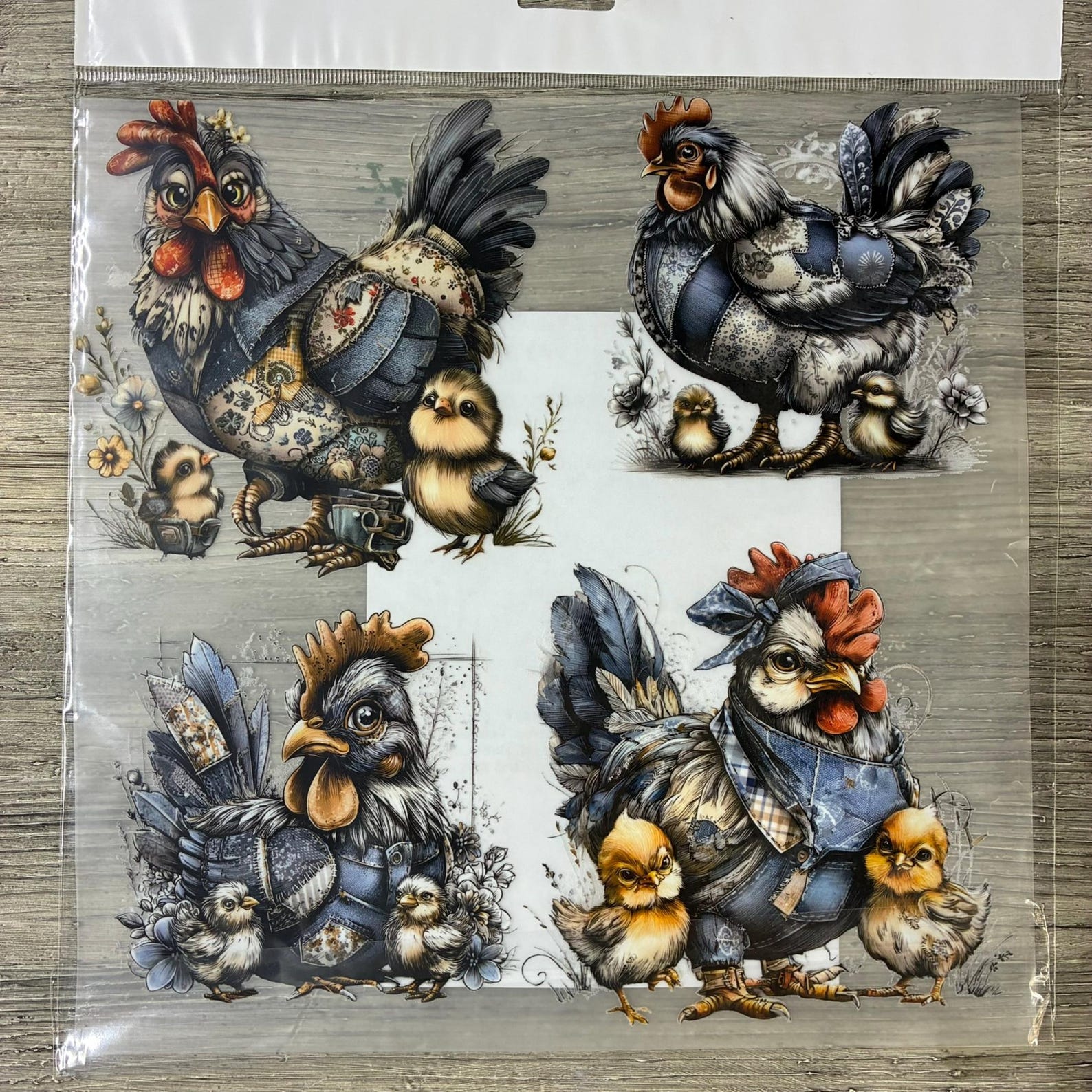 Blue Patchwork Chickens Iron on Transfer for Furniture | Cute Chick DTF ...