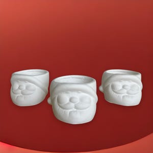 Weihnachtskeramik-Sukkulententopf, Weihnachtsmanngesicht-Pflanzentopf, Weihnachtsmannkopf-Vase, unbemalte Mini-Keramiktöpfe, Malen Sie Ihr eigenes Weihnachtsgeschenk
