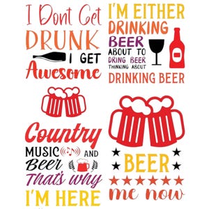 Decalcomania per mobili con decorazioni a forma di birra / Carta per trasferimento di immagini di birra / Decalcomania con scorrimento ad acqua per cucina / Materiale per bricolage fai da te / Adesivo per bricolage riciclato