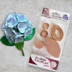 Hydrangea Cutter and Veiner Silicone Mold Set, Polymer Clay Mould and Cutter Set for Flower Design, Floral Veiners, Leaf Clay Cutter