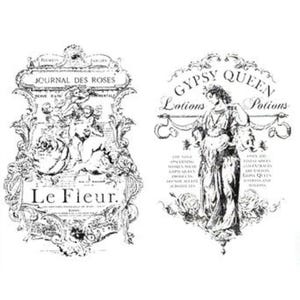 Decalcomania per mobili Shabby Chic / Decalcomania ad acqua Le Fleur / Carta decorativa in stile francese / Trasferimento personalizzato per decorazioni fai da te per la casa