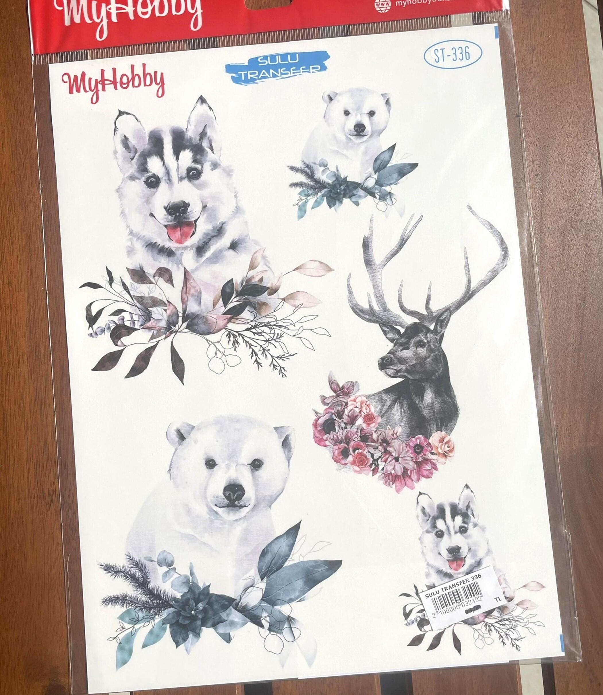 Floral Wildlife Animals Transfer Decal | Water Slide Paper With Bear ...