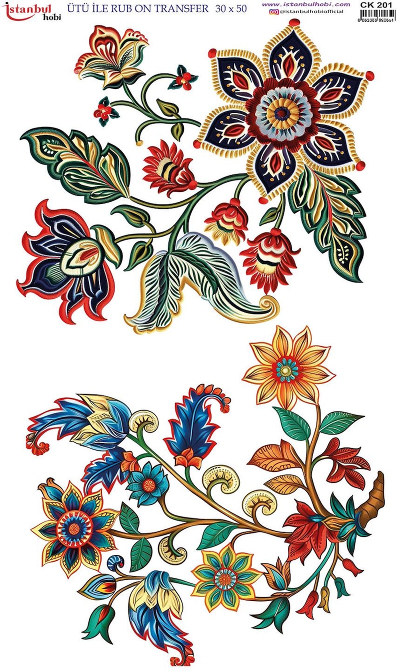 Large Floral Furniture Transfer | Folk Art Watercolor Flowers Decal ...