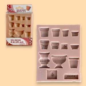 Pots and Vases Polymer Clay Moulds, Miniature Flower Pots Silicone Molds, Polymer Clay Shapes for DIY Project, Rustic Decor Pot