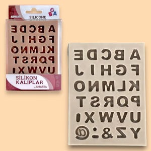 Mini Großbuchstaben Alphabet Silikonform | Umgekehrte 3D Großbuchstaben Tonform | Weiche flexible Form für die Schmuckherstellung oder Kuchendekoration