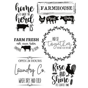 Carta da parati con animali da fattoria vintage in bianco e nero / Decalcomania ad acqua per mobili e bricolage / Decorazione rustica in stile rustico