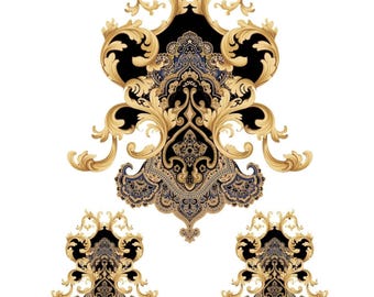 Gold-Black Elegant Transfer Decal | Water Slide Paper for Furniture Redesign | Antique Recycling | Custom Craft Paper