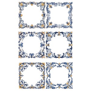 Blau Gold Fliesen Möbel Transfer | Dekorative Applikation für Holz, Keramik oder Stoff (30 x 50 cm)