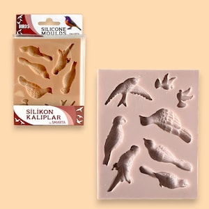 Birds Polymer Clay Mould - Silicone Molds for DIY Project - 8 pcs Bird Mold - Flying Birds and Bird on Branch Silicone Mold