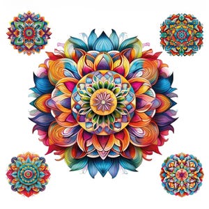 Colorful Mandala Lotus Furniture Transfer | Bohemian Iron on DTF Decal (12x12 inches)