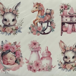 Decalcomanie Waterslide per la decorazione della cameretta del bambino, carte da trasferimento, trasferimento di immagini di mobili, materiale fai da te, decalcomanie per decorazioni vintage