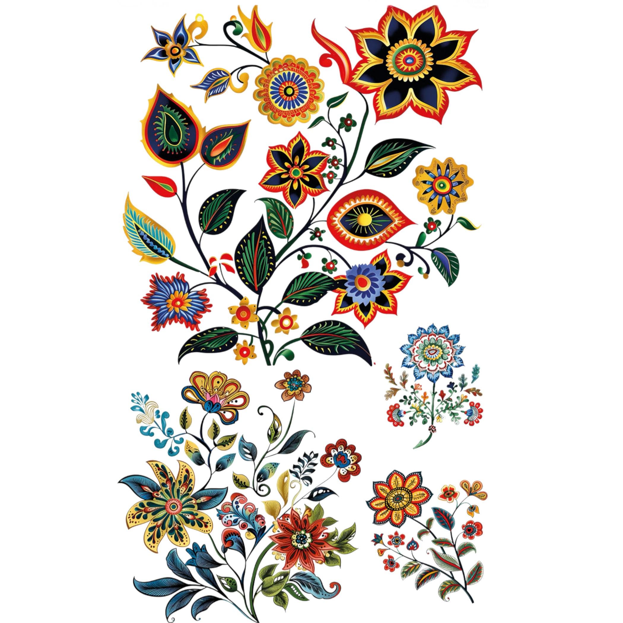 Folk Art Flower Iron on Transfer | Scandinavian Floral Decal | Boho ...