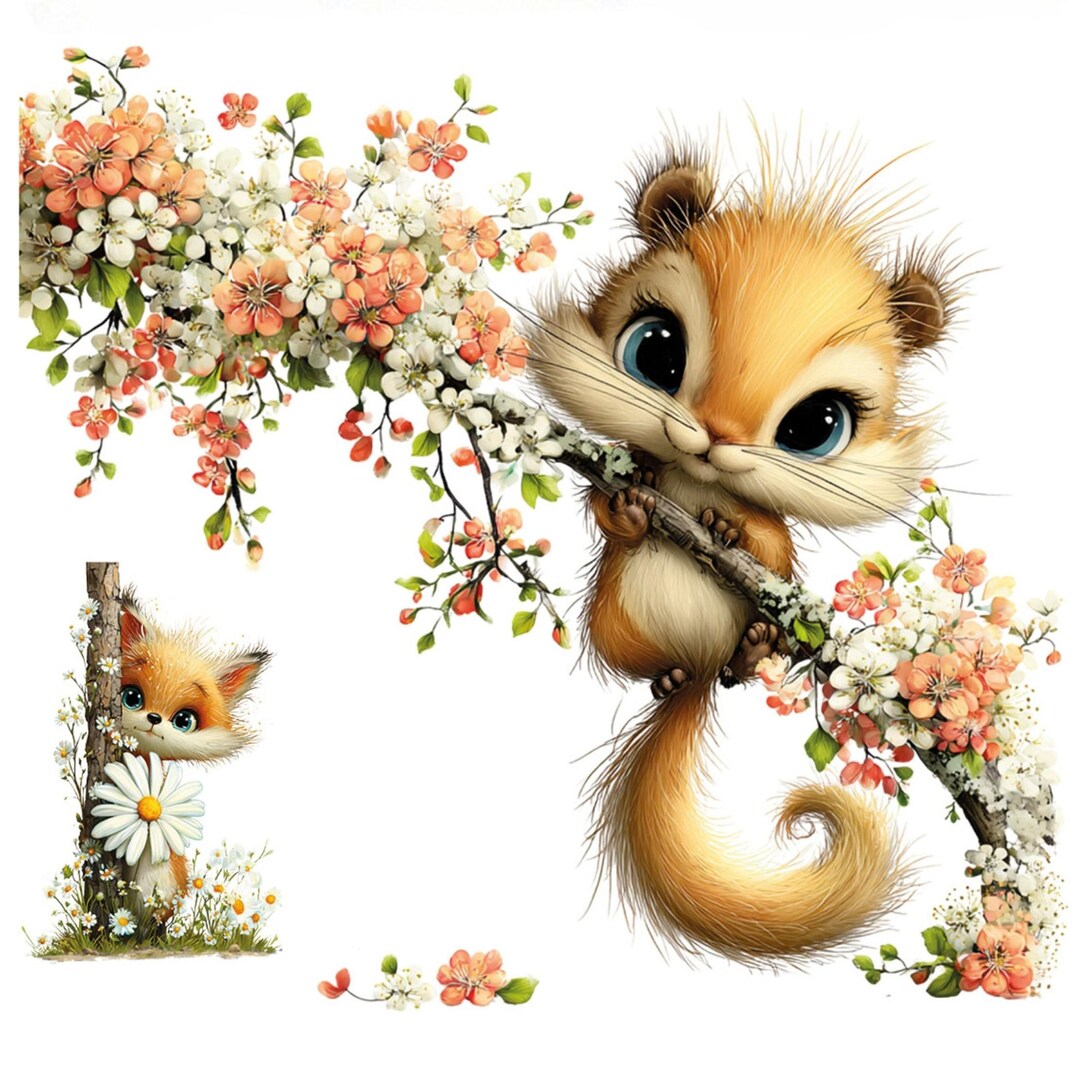 Cute Peeking Squirrel Iron-on Furniture Transfer | Forest Animal DTF ...