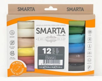 12 Color Air Dry Clay Set for DIY Crafts | Soft Modeling Clay | No Bake Polymer Clay for Sculpting | Clay for Molds | Kids Craft Material