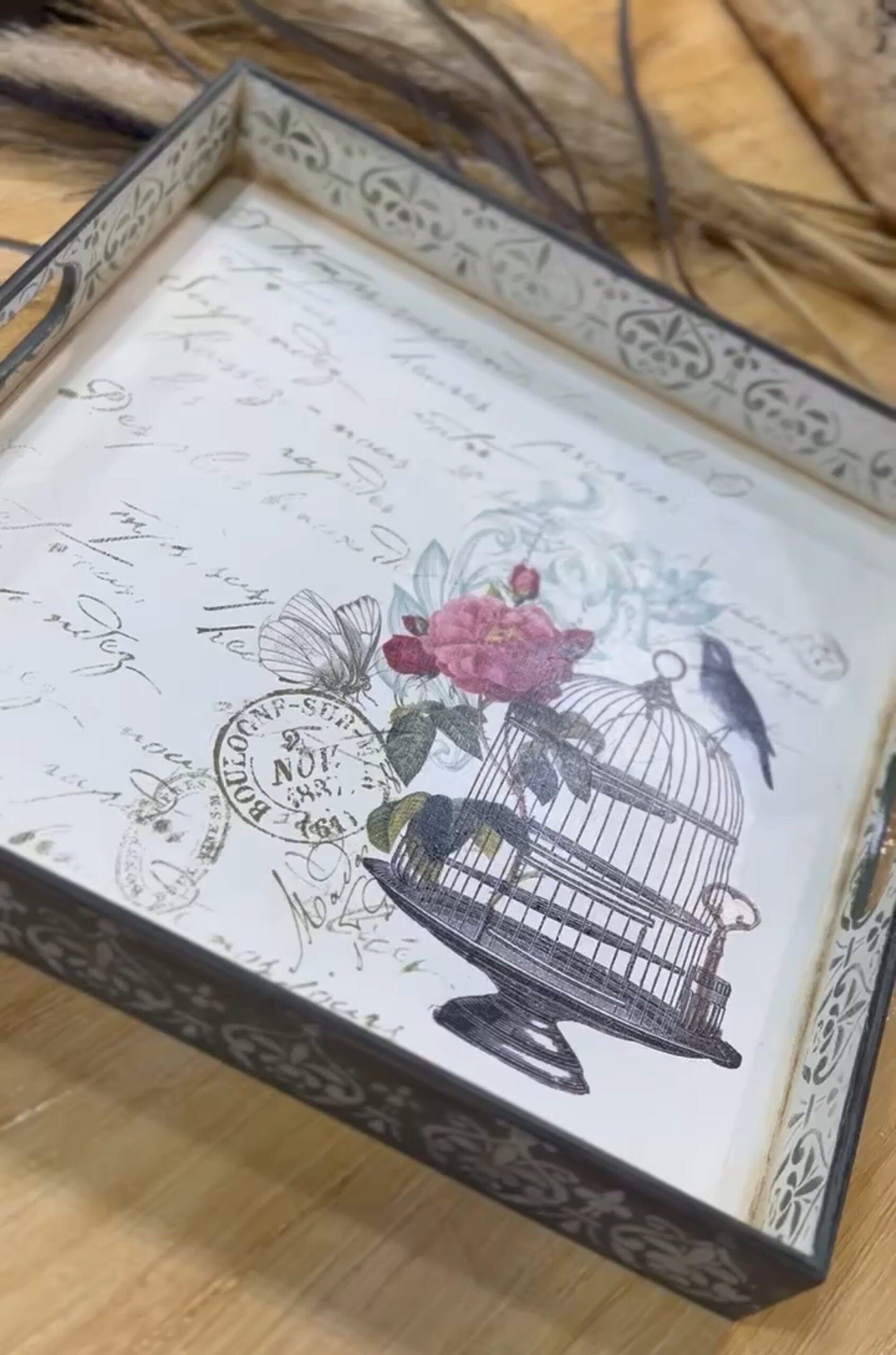 OLYCRAFT Vintage Spitzen Transferfolien Set - 3 Verschiedene Schwarze Rankenmuster Für Möbelupcycling