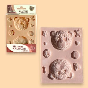 Teddy Bear Face Silicone Molds - 3D Moulding for Clay Toys - Modeling Cutter for DIY Projects