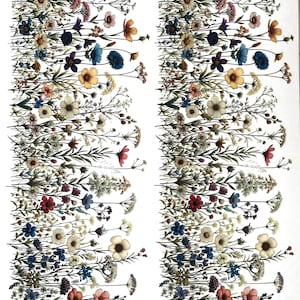 May include: A digital paper featuring a repeating pattern of colourful wildflowers on a white background. The flowers are in shades of blue, pink, red, yellow, and white.