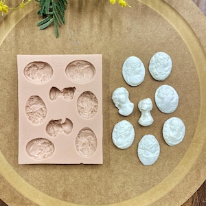 Stampi in pasta polimerica con cammeo da donna vittoriana - Stampi in silicone - Stampi per artigianato - Forme in argilla per gioielli - Stampi per orecchini o collane