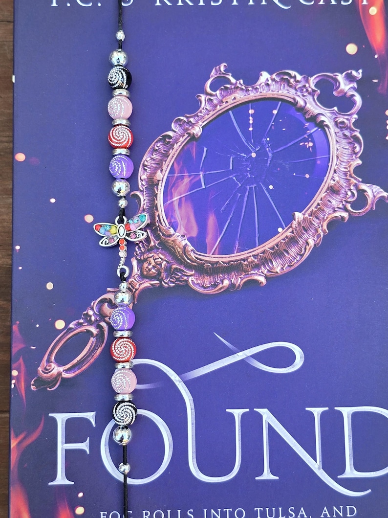 Dragonfly Elastic Bookmark - Beaded charm stretch page holder for Books, Diaries and Journals image 8