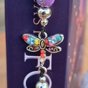 Dragonfly Elastic Bookmark - Beaded charm stretch page holder for Books, Diaries and Journals image 4