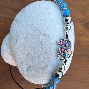 Elephant Elastic wraparound Bookmark - Beaded elephant charm page holder for Books, Diaries and Journals image 6